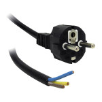 CORDON SECTEUR 3*1.5mm - 1.50 M - NOIR - Dénudé