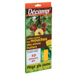 PIEGE PLAQUE GLU JAUNE CONTRE LES MOUCHES DES ARBRES FRUITIERS
